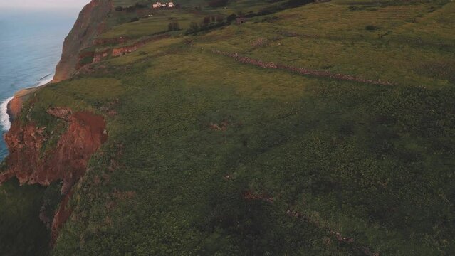 Drone Flight at the Cliffs near Cascada de Gargantua Funda Waterfall with a pan