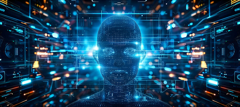 Authentication by facial recognition concept. Face Recognition,. HUD technology, Biome, Security system, ai tech - Powered by Adobe