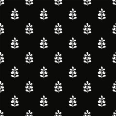 Black and white floral booti seamless repeat pattern
