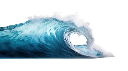 Blue sea wave with white foam isolated on transparent and white background.PNG image