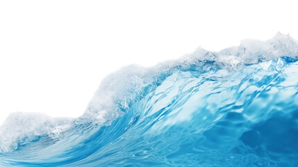 Blue sea wave with white foam isolated on transparent and white background.PNG image