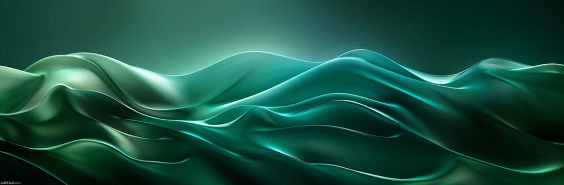 green wavy wave background design 1, in the style of surreal organic forms, futuristic digital art, dark cyan, naturalistic landscape backgrounds, precise and lifelike, abstract minimalism appreciator