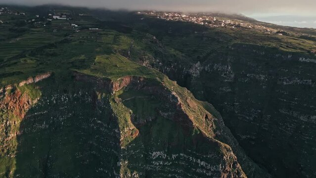 Drone Flight at the Cliffs near Cascada de Gargantua Funda with a panning motion 02