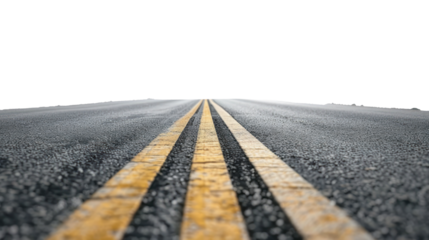 Empty asphalt road isolated on transparent and white background.PNG image