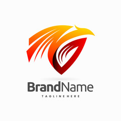 phoenix shield logo, phoenix and shield shapes combination concept