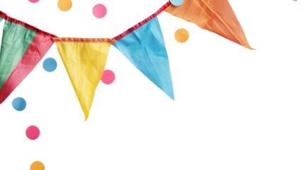party flag border isolated on transparent and white background.PNG image