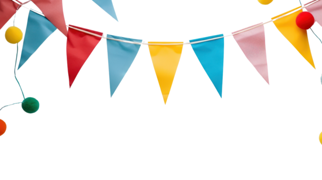 party flag border isolated on transparent and white background.PNG image