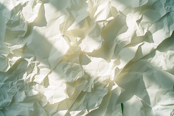 An elegant shot featuring a close-up of crumpled paper arranged in an abstract pattern, with subtle shadows adding depth and dimension to the composition, Japanese minimalistic sty