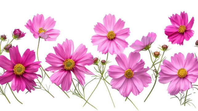 Pink cosmos flowers isolated on transparent and white background.PNG image