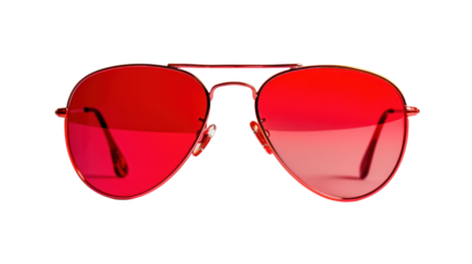 Red sun glasses isolated on transparent and white background.PNG image