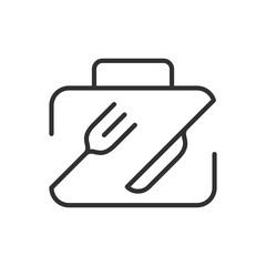 Fototapeta premium lunchbox, linear icon. Food to go. Line with editable stroke