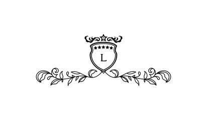 Luxury Crown Leaves Alphabetical Logo