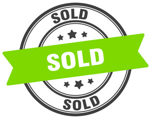 sold stamp. sold label on transparent background. round sign