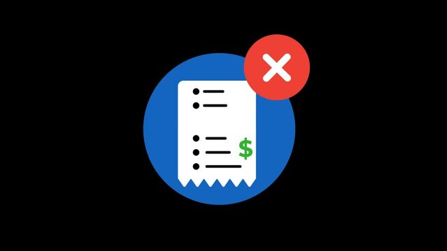 Bill Cancel Animation with transparent background 