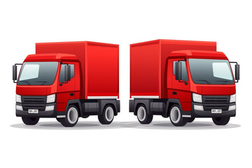 flat design of small red truck, delivery concept on white background.