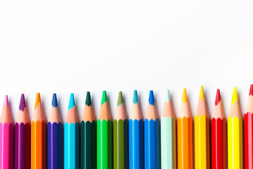 color pencil vibrant on white background, copy space, empty space.