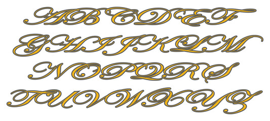 Edwardian Script ITC font design. Vector alphabet.