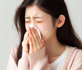 花粉症で困っている女性
