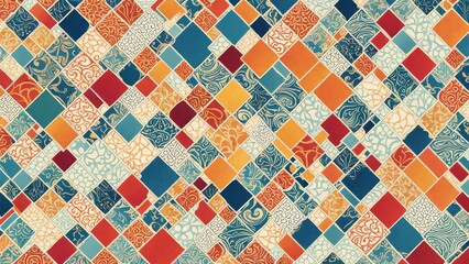 Seamless geometric pattern. Colorful mosaic background. Vintage style.