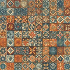 Seamless pattern. Colorful ceramic tiles in portuguese style.