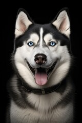Smiling Siberian Husky with Striking Blue Eyes - Captivating Canine Generative AI