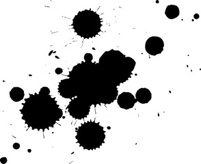 black ink brush dropping splash splatter on white background