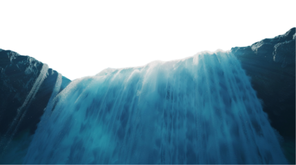 Beautiful scenery of t waterfall isolated on transparent background