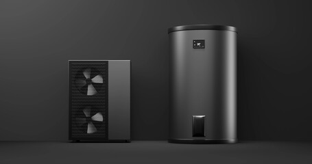 heat pump energy as a heater and alternative green energy - 3D Illustration