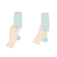 Champaign glasses flat design with arms set
