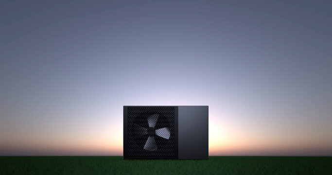 heat pump energy as a heater and alternative green energy - 3D Illustration