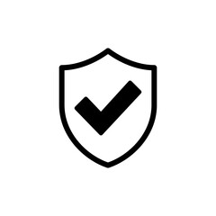 Shield check mark logo icon isolated on white background. Protection approve sign. Safe icon vector