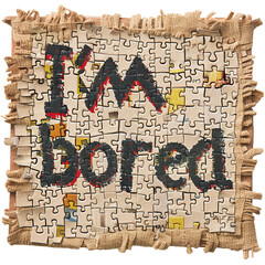 Im bored written on a Puzzle, PNG image, no background