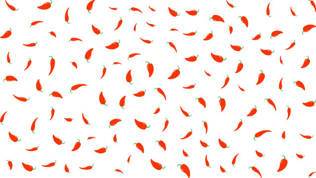 Red hot chili pattern with white background. Seamless wallpaper pattern.
