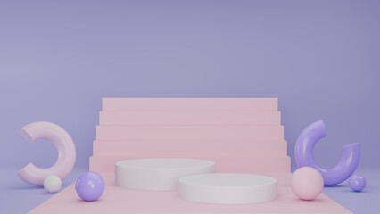 3D Rendering Purple Abstract background with podium