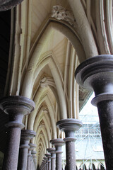 cloister in a abbey at le mont-saint-michel in normandy in france 