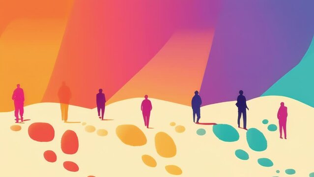 A set of footprints leading in different directions representing family members who have gone their separate Psychology art concept. .