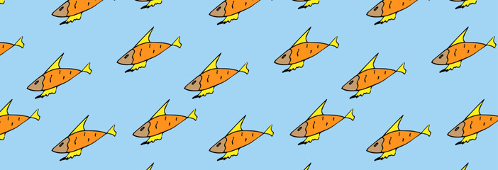 fish seamless pattern on a blue background