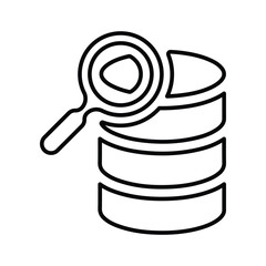 Search database icon. Line, outline design.