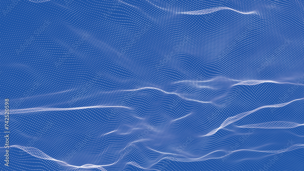 Poster abstract digital particle wave. futuristic dotted wave. big data digital code. technology or science