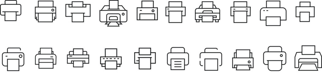 Large digital banner plotter printer icon set. Poster roll printing machine vector symbol.