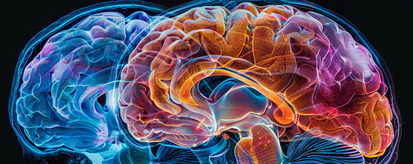 Neuroscience exploration brain scan technology understanding the mind - obrazy, fototapety, plakaty
