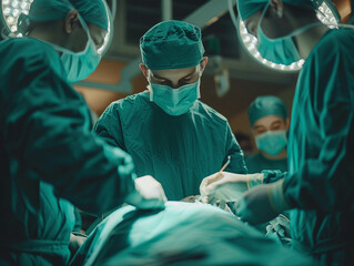 Surgeon team in operation theater focused and precise