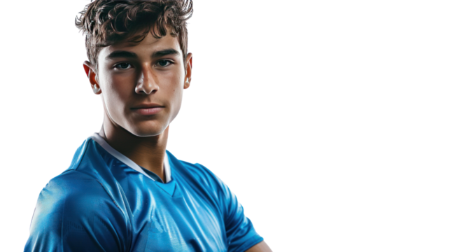 soccer player man isolated on transparent and white background.PNG image - Powered by Adobe