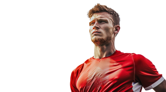 soccer player man isolated on transparent and white background.PNG image - Powered by Adobe