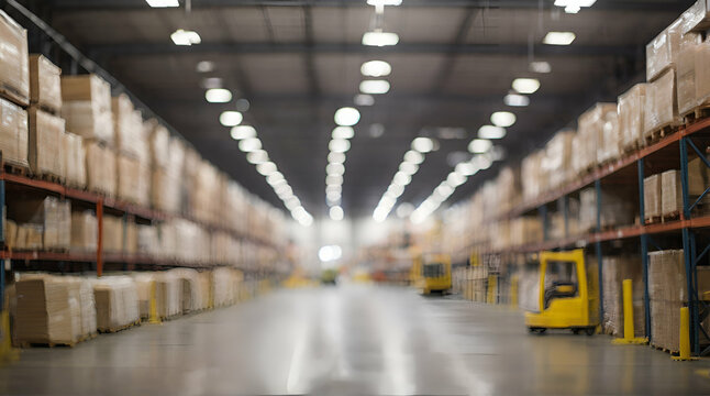 Blurred image of warehouse This is a freight transport 0 . Genrative.AI