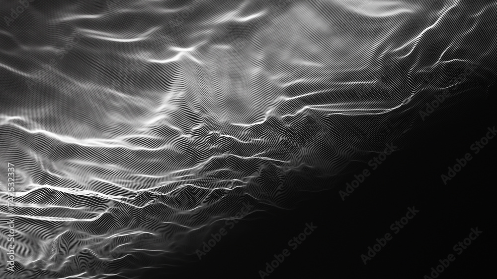 Poster technology background . futuristic point wave. abstract digital wave of particles. dark background. 