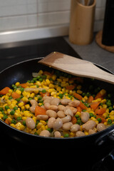 Succotash - Traditional Native American dish with vegetables, beans and sweetcorn