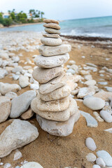 Vacation on the rocky sea. Relaxation, tourism.