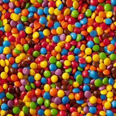 Fototapeta na wymiar round colorful candy , glazed chocolate and jelly bean background with studio lighting, overhead shot