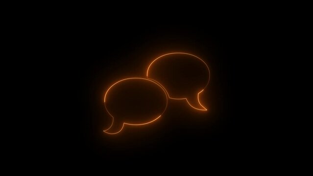Neon glowing brown talking icon animation in black background